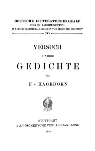 Imagen de portada: Versuch einiger Gedichte 1st edition 9783112373934