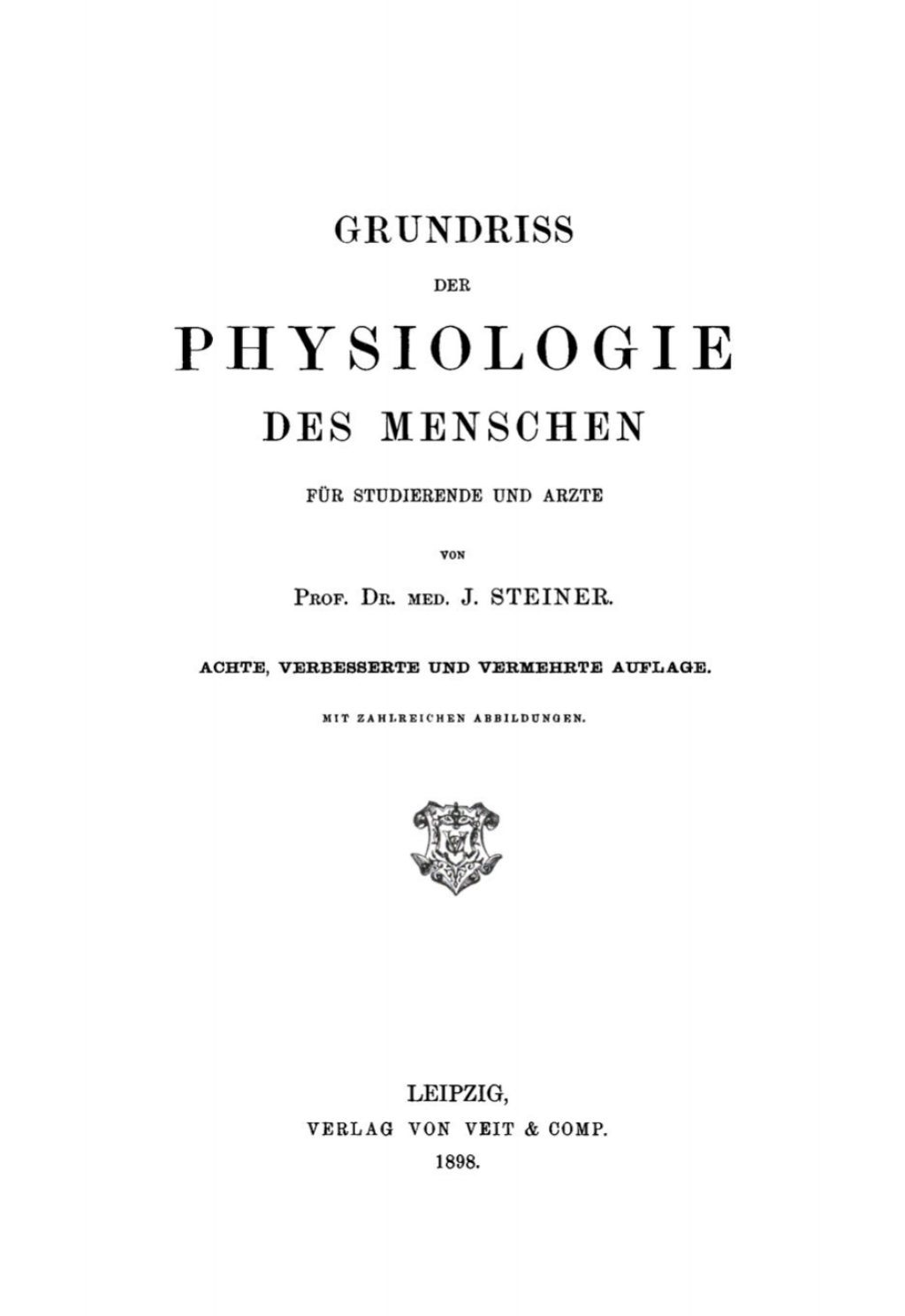 Grundriss der Physiologie des Menschen für Studierende und Ärzte 8th Edition