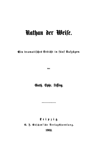 Imagen de portada: Nathan der Weise 1st edition 9783112376577