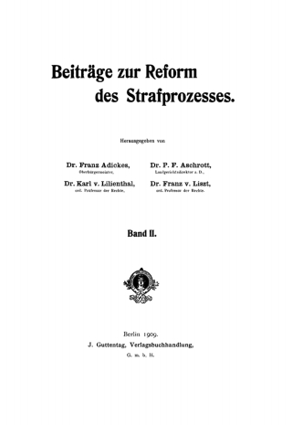 Imagen de portada: Beiträge zur Reform des Strafprozesses. Band 2 1st edition 9783112376836