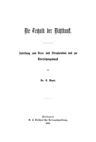 Imagen de portada: Die Technik der Dichtkunst 1st edition 9783112377055