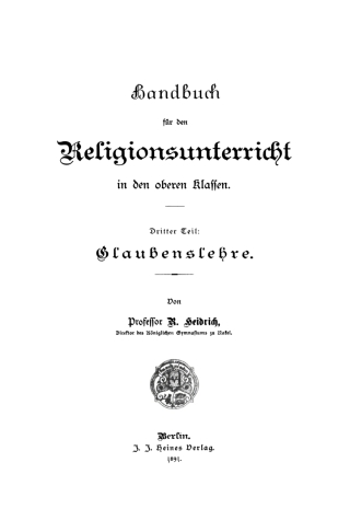 Cover image: Glaubenslehre 1st edition 9783112378076