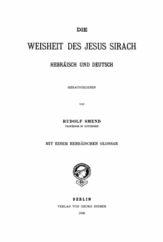 Cover image: Die Weisheit des Jesus Sirach 1st edition 9783112379431