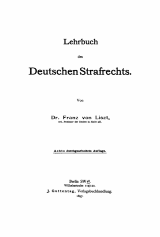Cover image: Lehrbuch des deutschen Strafrechts 8th edition 9783112379653
