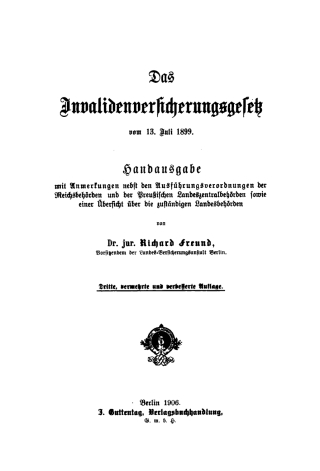 Titelbild: Das Invalidenversicherungsgesetz vom 13. Juli 1899 3rd edition 9783112380499