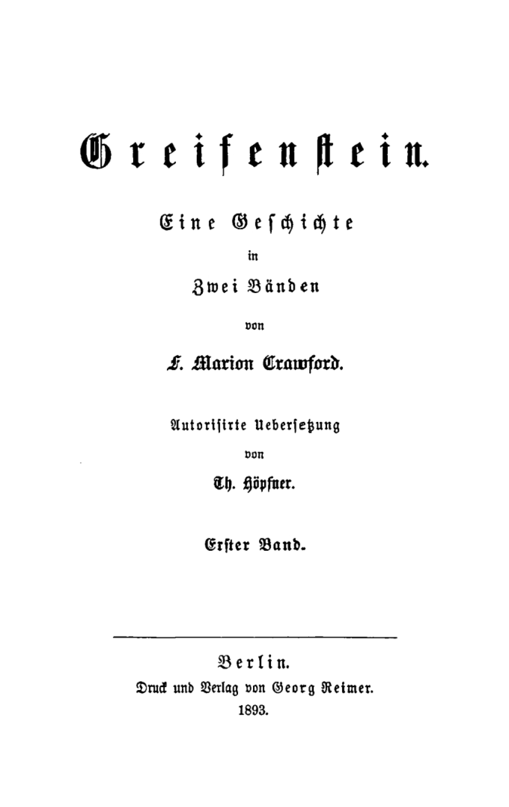 Greisenstein Eine Geschichte in zwei Bänden 1st Edition