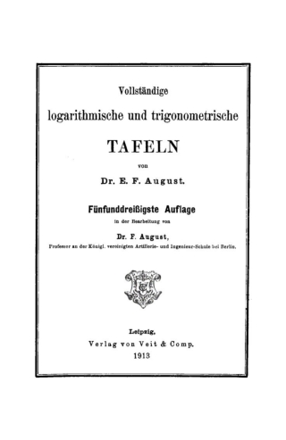 Cover image: Vollständige logarithmische und trigonometrische Tafeln 35th edition 9783112392034