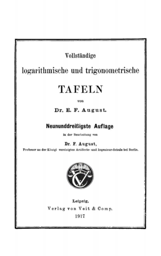 Cover image: Vollständige logarithmische und trigonometrische Tafeln 39th edition 9783112392058
