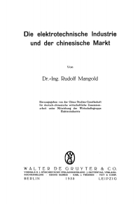 Cover image: Die elektrotechnische Industrie und der chinesische Markt 1st edition 9783112392256