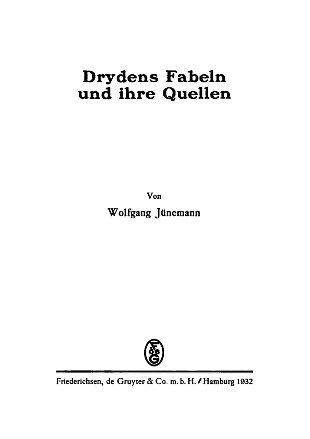 Drydens Fabeln und ihre Quellen 1st Edition