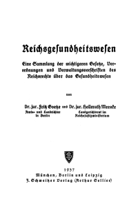 Imagen de portada: Reichsgesundheitswesen 1st edition 9783112397671