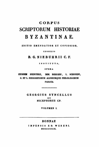 Imagen de portada: Corpus scriptorum historiae Byzantinae. Georgius Syncellus et Nicephorus Cp.. Volumen 1 1st edition 9783112404935