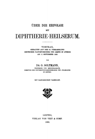 Cover image: Über die Erfolge mit Diphtherie-Heilserum 1st edition 9783112405833