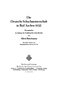 صورة الغلاف: Die Deutsche Schachmeisterschaft in Bad Aachen 1935 1st edition 9783112406816