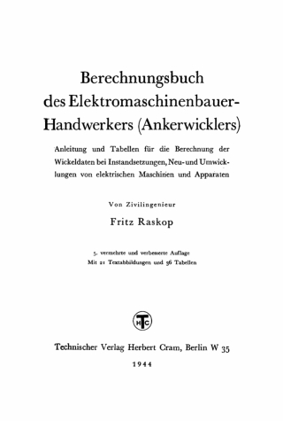 Imagen de portada: Berechnungsbuch des Elektromaschinenbauer-Handwerkers (Ankerwicklers) 5th edition 9783112407356