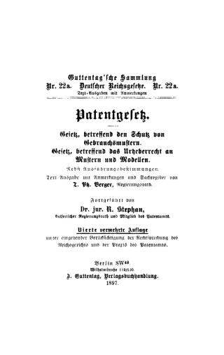 Cover image: Patentgesetz 4th edition 9783112410394