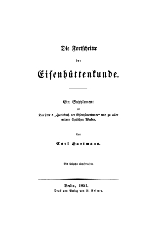 Cover image: Die Fortschritte der Eisenhüttenkunde 1st edition 9783112411339