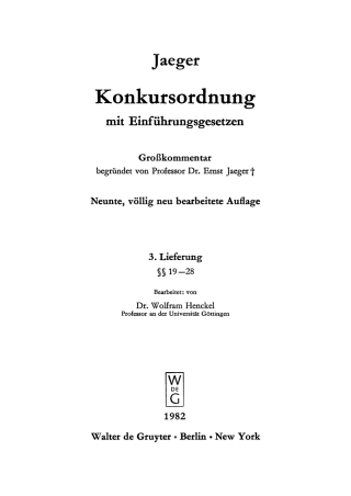 Cover image: §§ 19–28 9th edition 9783112414378