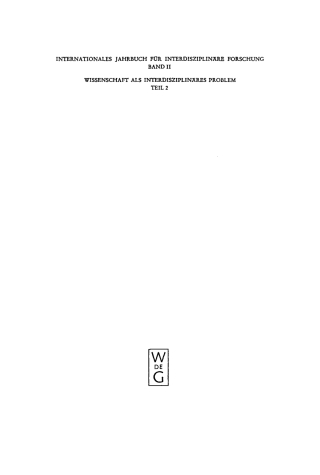 Cover image: Wissenschaft als interdisziplinäres Problem II 1st edition 9783112415474