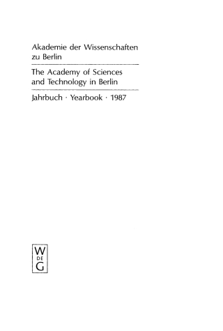 Imagen de portada: 1987 1st edition 9783112417850