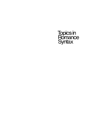 Cover image: Topics in Romance Syntax 1st edition 9783112420218