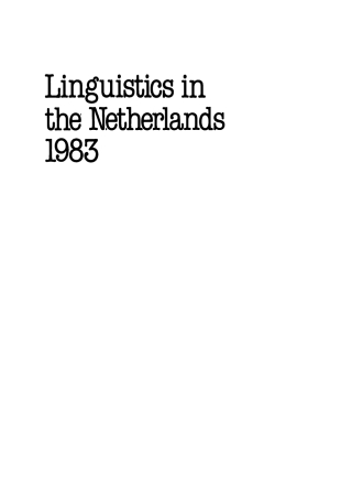 Imagen de portada: Linguistics in the Netherlands 1983 1st edition 9783112420232