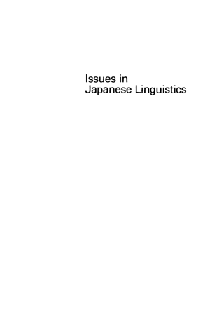 Imagen de portada: Issues in Japanese Linguistics 1st edition 9783112420416