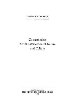 Cover image: Zoosemiotics 1st edition 9783112420577