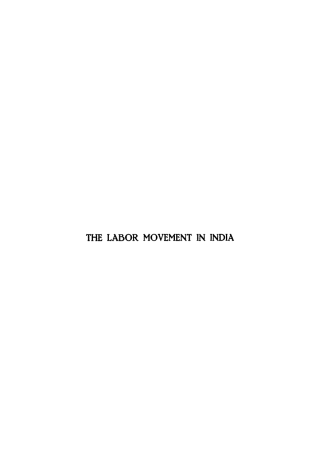 Cover image: The Labor Movement in India 1st edition 9783112421352