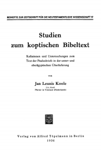 Cover image: Studien zum koptischen Bibeltext 1st edition 9783112421437