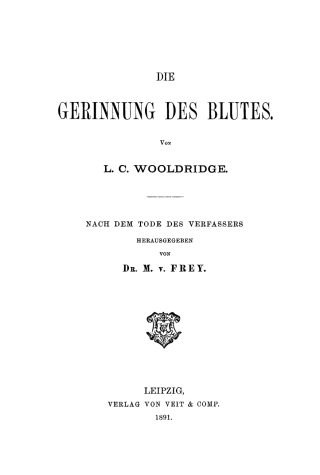 Cover image: Die Gerinnung des Blutes 1st edition 9783112423974