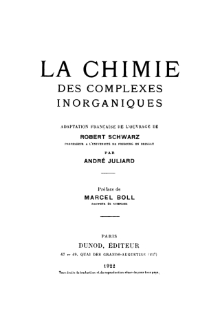 Cover image: La chimie des complexes inorganiques 1st edition 9783112426791