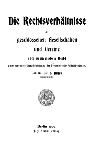 Cover image: Die Rechtsverhältnisse der geschlossenen Gesellschaften und Vereine nach preussischem Recht 1st edition 9783112429136