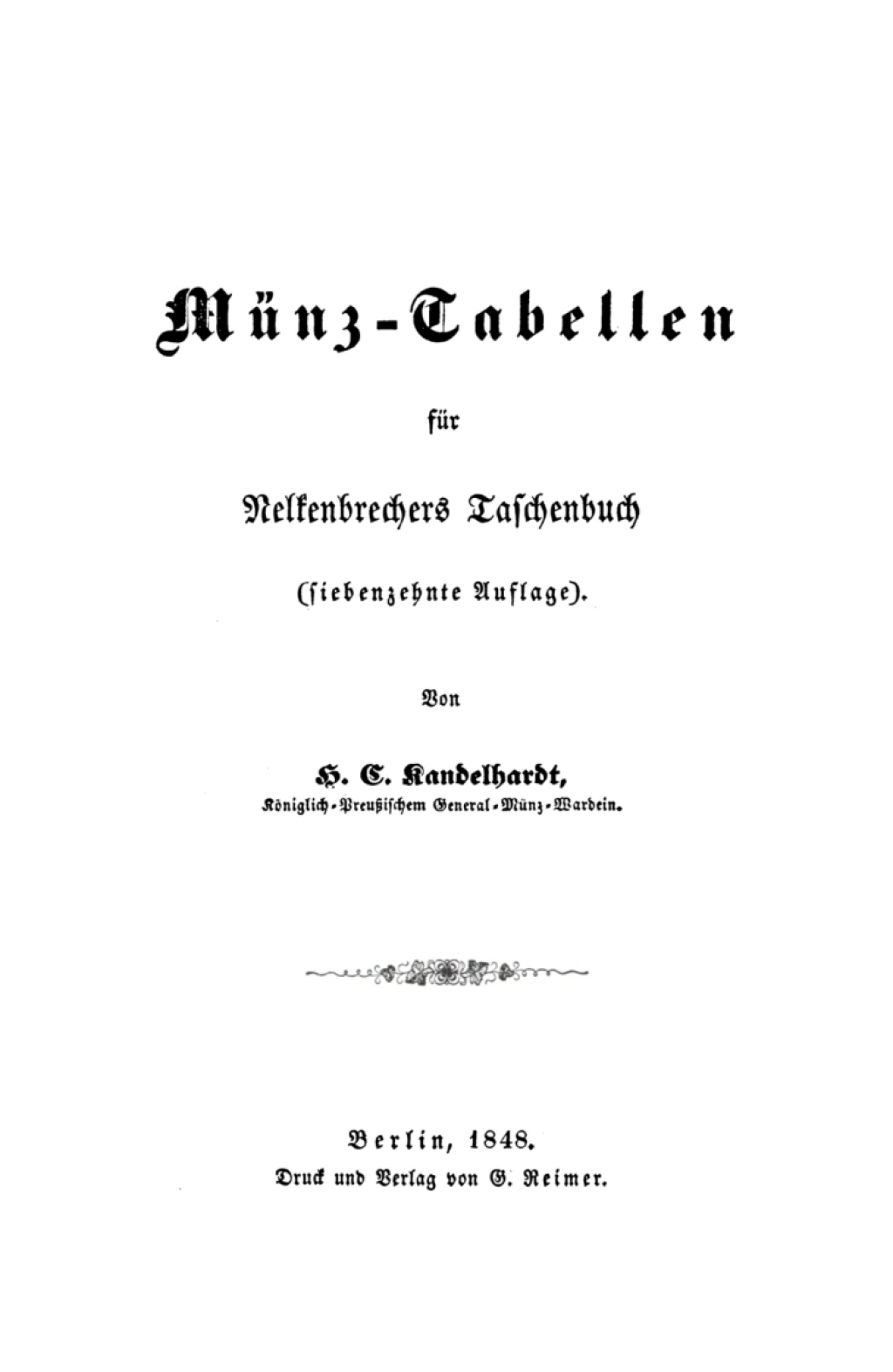 Münz-Tabellen für Nelkenbrechers Taschenbuch 17th Edition