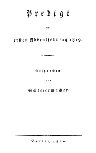 Imagen de portada: Predigt am ersten Adventsonntag 1819 1st edition 9783112431054