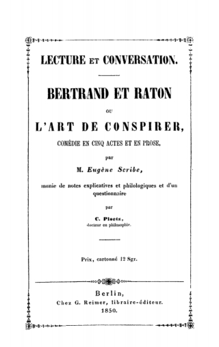 Cover image: Bertrand et Raton, ou l'art de conspirer 1st edition 9783112431191