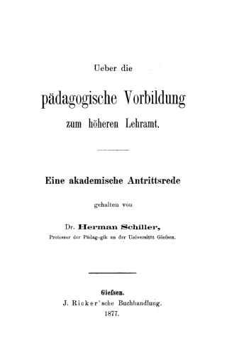Cover image: Ueber die pädagogische Vorbildung zum höheren Lehramt 1st edition 9783112432259
