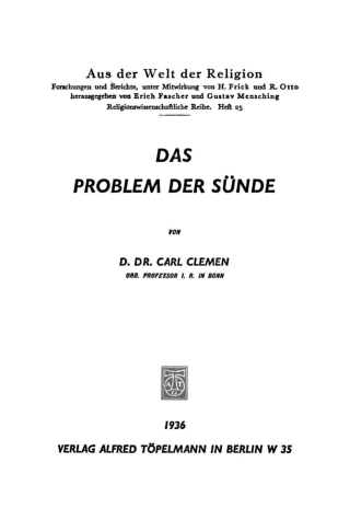 Imagen de portada: Das Problem der Sünde 1st edition 9783112433850