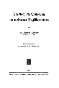 Cover image: Theologische Ontologie im modernen Anglikanismus 1st edition 9783112434611