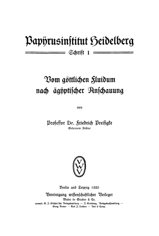 Cover image: Vom göttlichen Fluidum nach ägyptischer Anschauung 1st edition 9783112434932