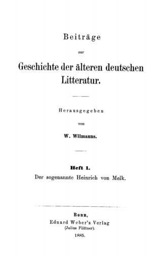 Cover image: Der sogenannte Heinrich von Melk 1st edition 9783112435137