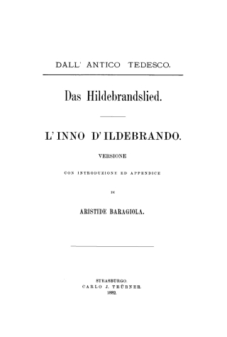 Cover image: Das Hildebrandslied / L’inno D’Ildebrando 1st edition 9783112435878