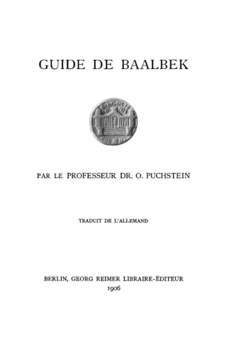 Imagen de portada: Guide de Ba‘albek 1st edition 9783112436776