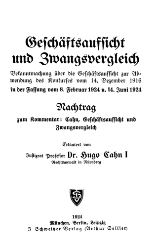 Cover image: Geschäftsaufsicht und Zwangsvergleich, Nachtrag zum Kommentar 1st edition 9783112442531