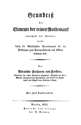 Cover image: Grundriss der Elemente der reinen Mathematik innerhalb der Grenzen, welche durch die allerhöchsten Verordnungen für die Prüfungen zum Portepeefähnrich und Officier bestimmt sind 1st edition 9783112442555