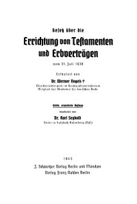 Cover image: Gesetz über die Errichtung von Testamenten und Erbverträgen 1st edition 9783112443613
