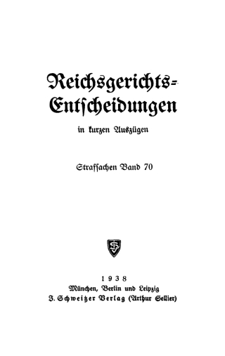 Titelbild: Reichsgerichts-Entscheidungen in kurzen Auszügen / Strafsachen. Band 70 1st edition 9783112444177