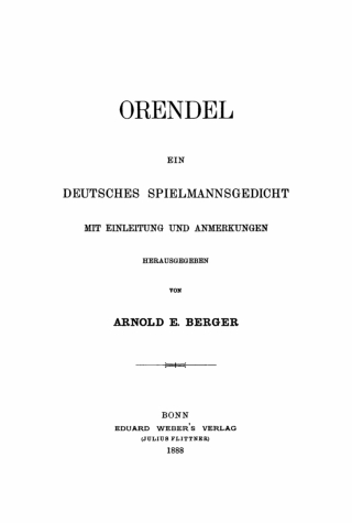 Imagen de portada: Orendel 1st edition 9783112444399