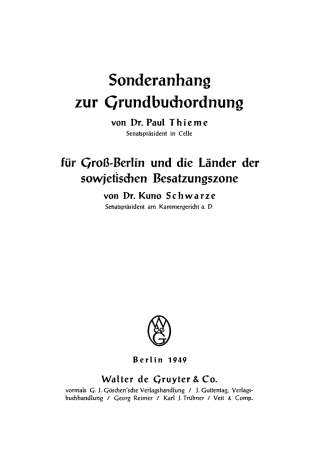 صورة الغلاف: Für Groß-Berlin und die Länder der sowjetischen Besatzungszone 1st edition 9783112447994