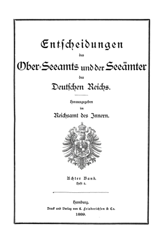 Cover image: Entscheidungen des Ober-Seeamts und der Seeämter des Deutschen Reichs. Band 8, Heft 5 1st edition 9783112451298
